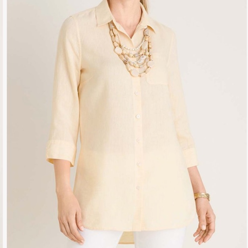 NWT, Chico’s Golden Yellow Shirttail Tunic, US Sz. 4/6